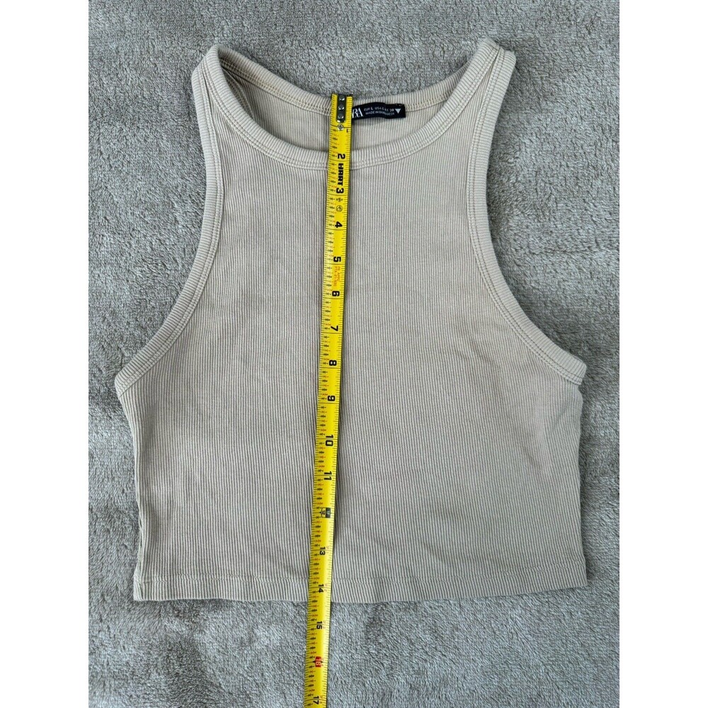 ZARA Cropped Ribbed Tank Tan Size L - Picture 4 of 6